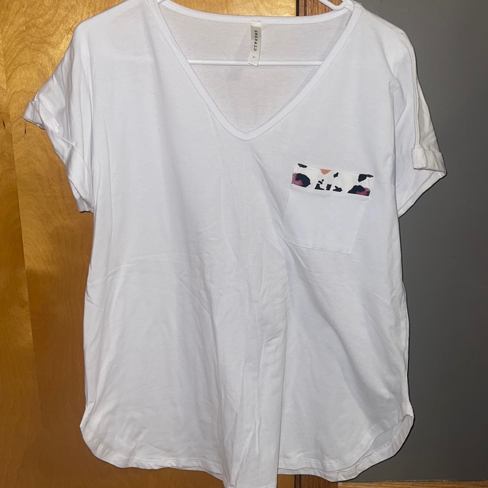 White Top with Leopard Detail
